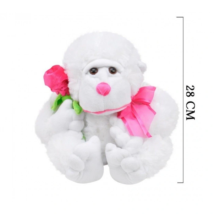 SELAY ÇİÇEKLİ GORİL 28 CM BEYAZ