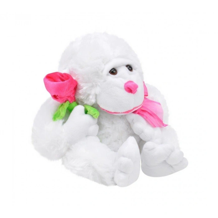 SELAY ÇİÇEKLİ GORİL 28 CM BEYAZ