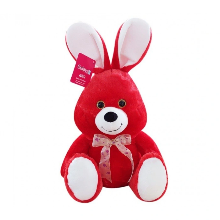 SELAY OTURAN SEVİMLİ TAVŞAN 37 CM KIRMIZI