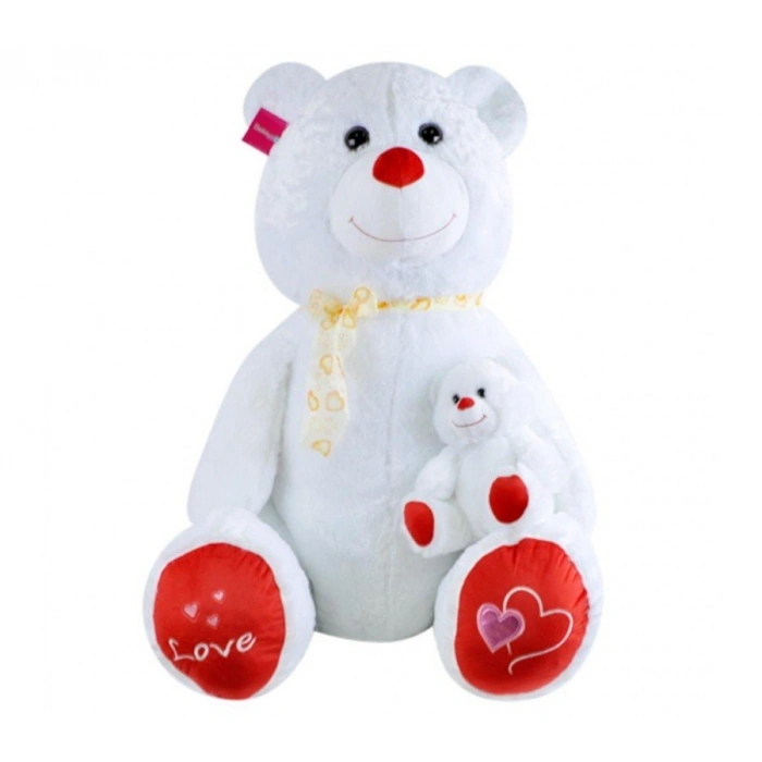 SLY GÜLEN YAVRULU AYI 95 CM BEYAZ