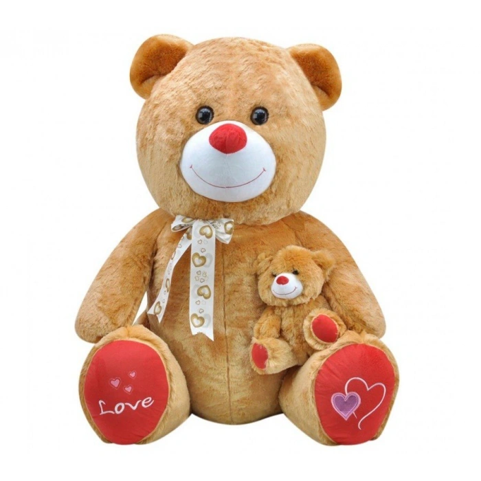 SLY GÜLEN YAVRULU AYI 95 CM KAHVERENGİ