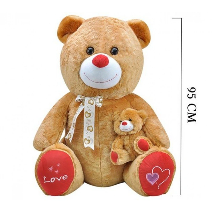 SLY GÜLEN YAVRULU AYI 95 CM KAHVERENGİ