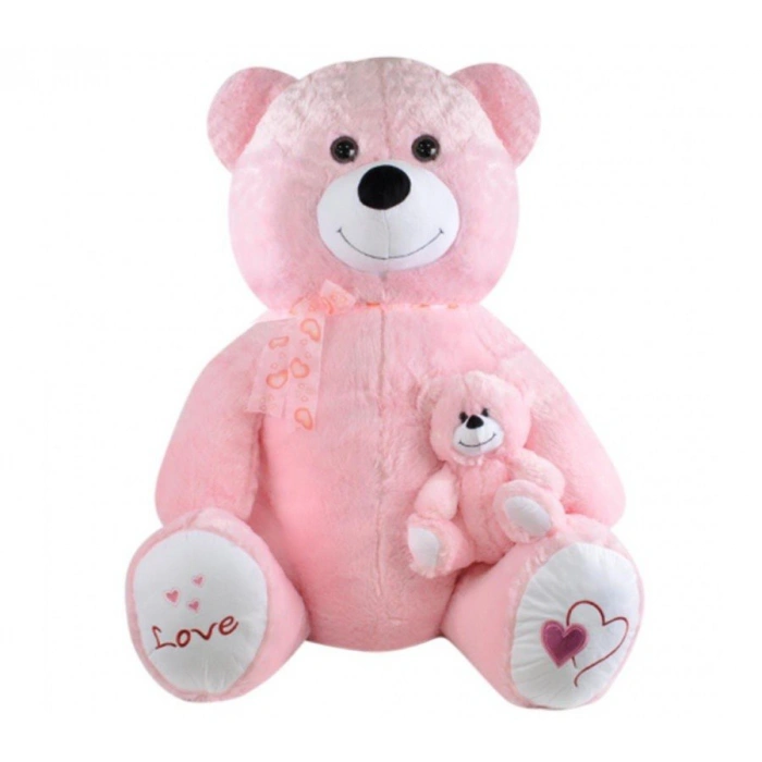 SLY GÜLEN YAVRULU AYI 95 CM PEMBE