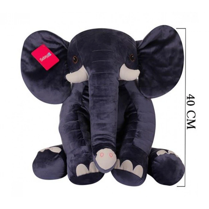 SLY OTURAN DİŞLİ FİL 40 CM GRİ