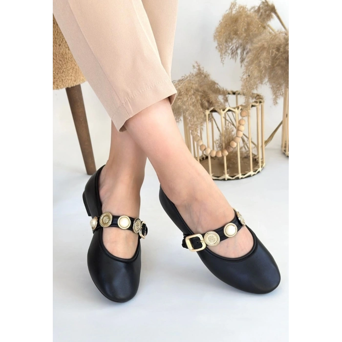 Atnis Siyah Cilt Babet Ayakkabı