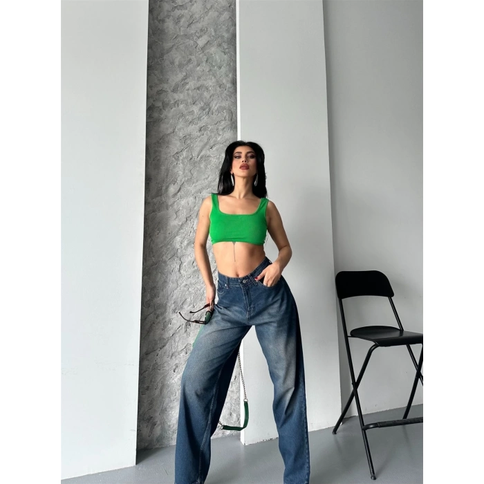 Baggy süper taş bıyık yıkama kahve tint jeans pantolon d2007