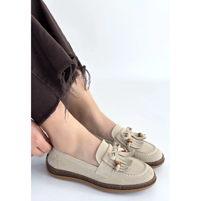 Boriy Bej Deri Tozu Süet Babet Ayakkabı