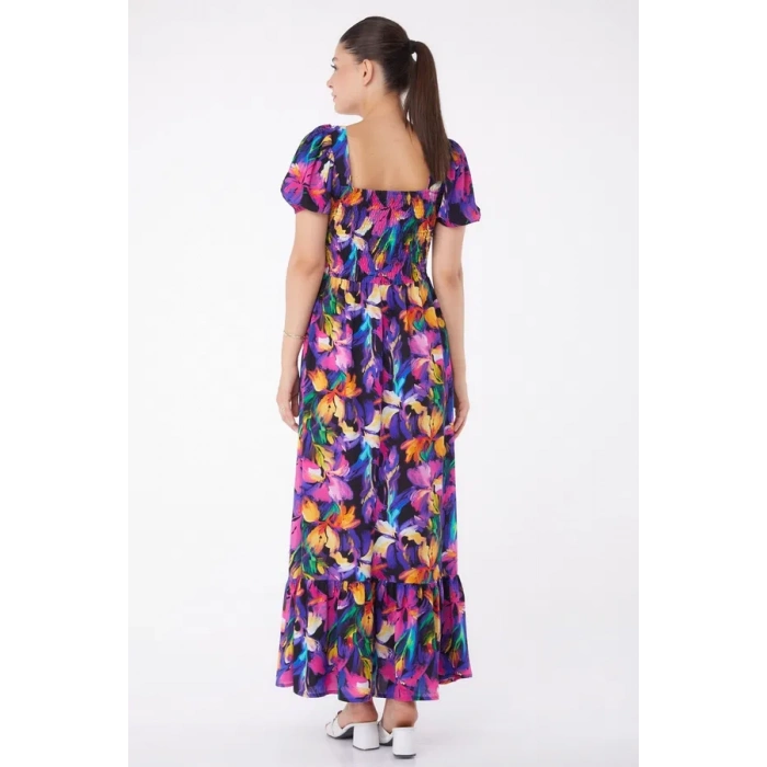 Kadın Fuşya Gipeli Kısa Kollu Elbise