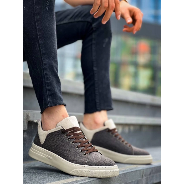 KB-X204 Kuback Taba Bej Keten Bej Yüksek Taban Günlük Erkek Spor Ayakkabı