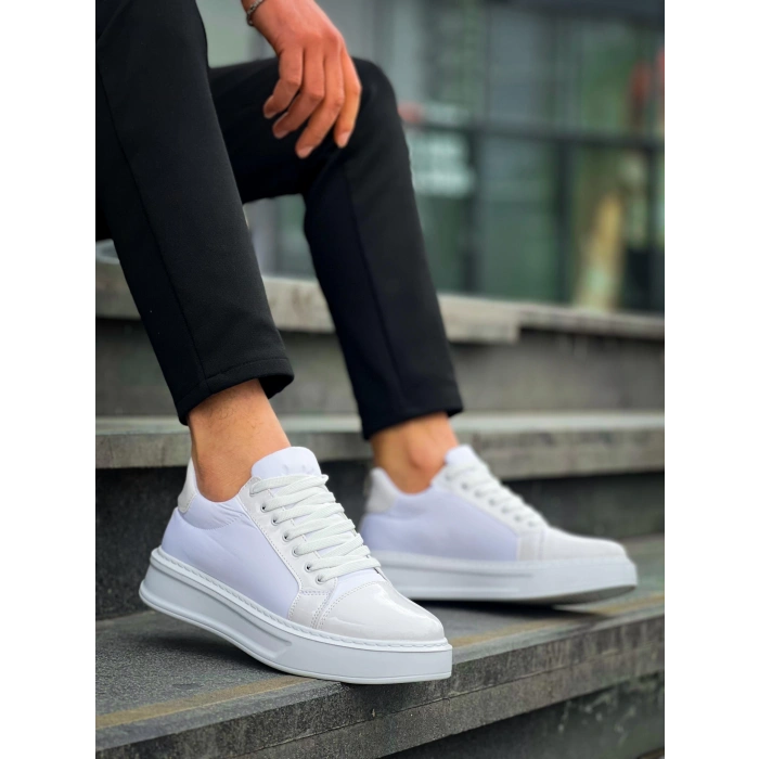 KB-X46 Kuback Beyaz Rugan Yüksek Beyaz Taban Günlük Spor Ayakkabı