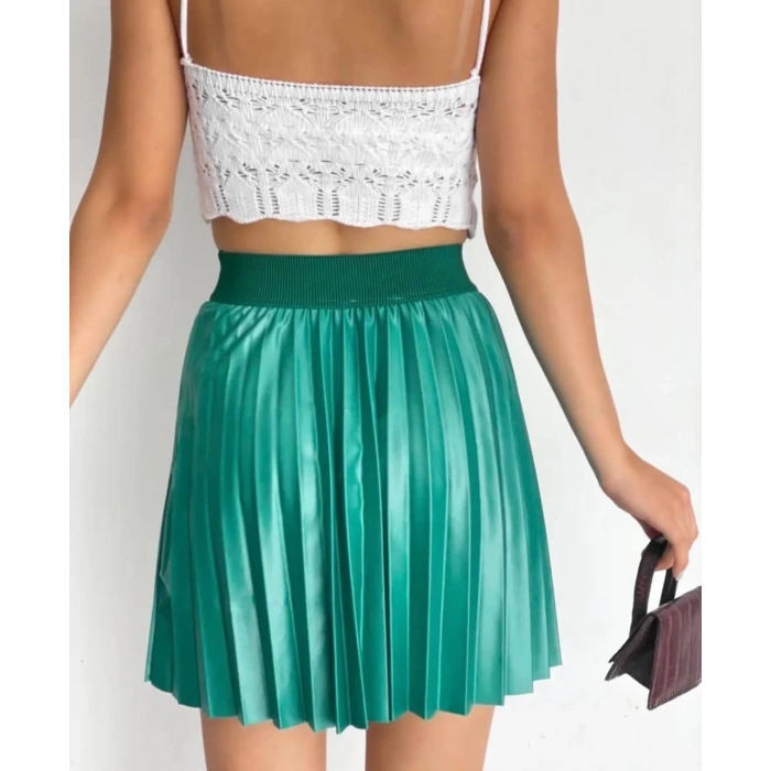 Lastikli piliseli lak etek yeşil s23901