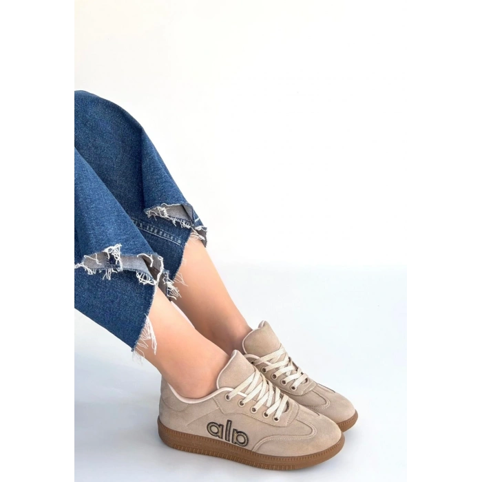 Lendo Bej Süet Bağcıklı Spor Ayakkabı