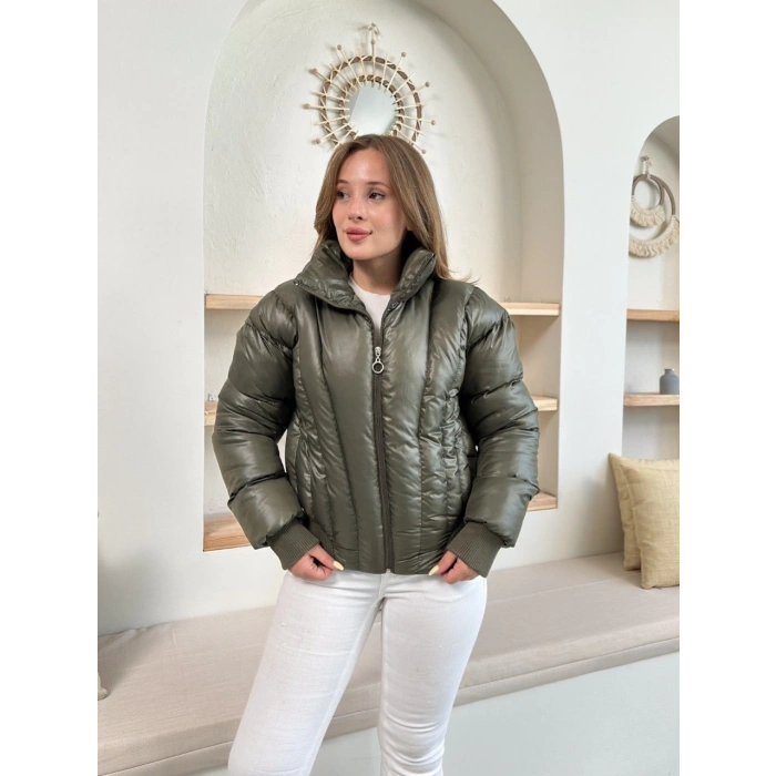 Puffer kısa mont haki st25534