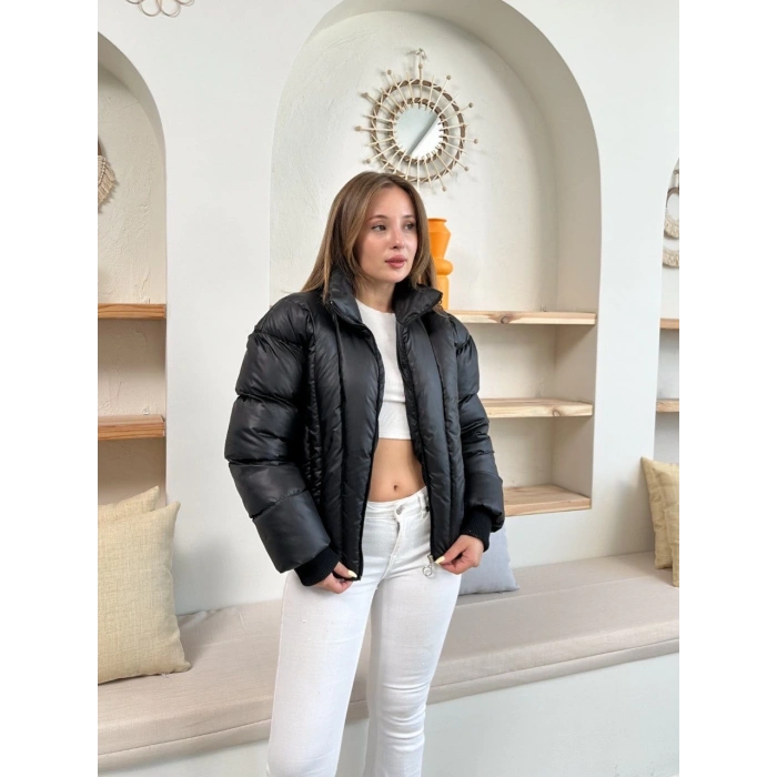 Puffer kısa mont siyah st25534