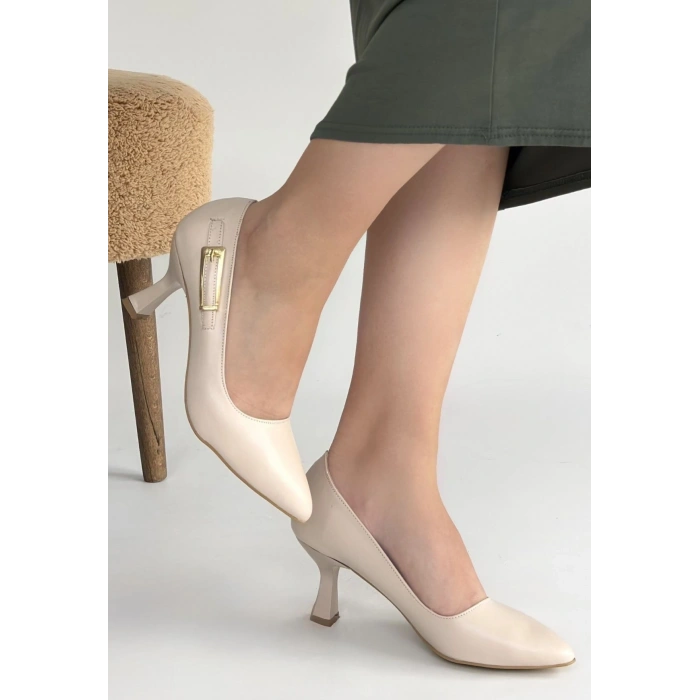 Yons Bej Cilt Topuklu Ayakkabı