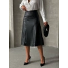 Komple parçalı deri etek siyah h26441