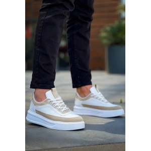 KB-006 Kuback Beyaz Cilt Bej Süet  Yüksek Taban Bağcıklı Günlük Erkek Ayakkabı