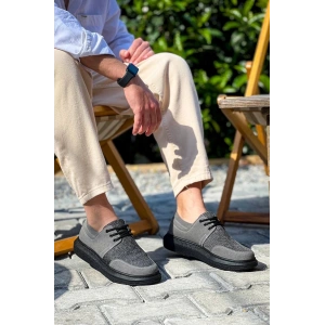 KB-042  Kuback Bağcıklı Gri Siyah Taban Günlük Erkek Ayakkabı