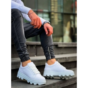 KB-056 Kuback Beyaz Cilt Beyaz Yüksek Taban Günlük Spor Ayakkabı