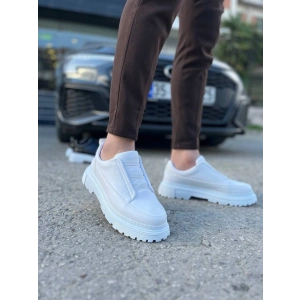 KB-703 Kuback Beyaz Cilt Lastikli Günlük Erkek Ayakkabı