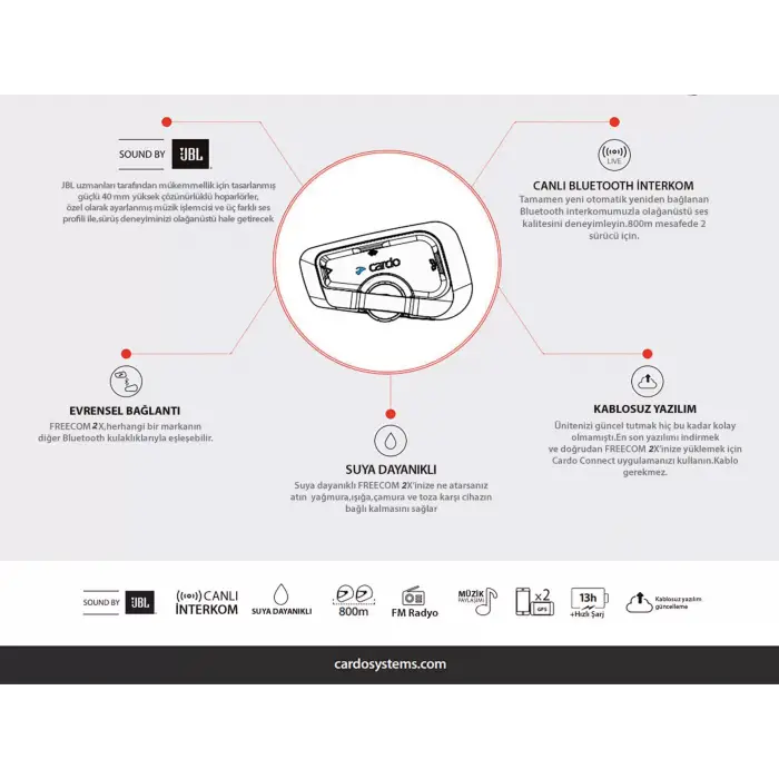 CARDOFREECOM2XJBLBLUETOOTHVEINTERCOM(TEKLİPAKET)