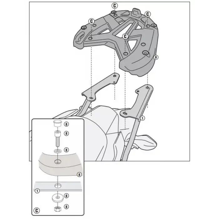 GIVI 1127FZ HONDA INTEGRA 750 (14-15) ARKA ÇANTA TAŞIYICI