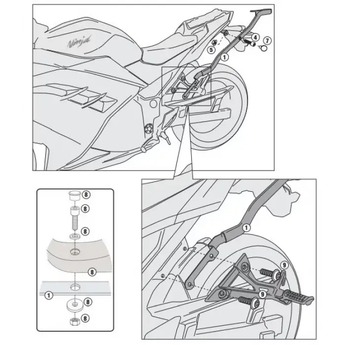 GIVI 4108FZ KAWASAKI NINJA 300 (13-18) ARKA ÇANTA TAŞIYICI