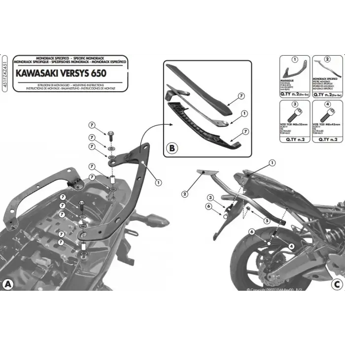 GIVI 451FZ KAWASAKI VERSYS 650 (10-14) ARKA ÇANTA TAŞIYICI