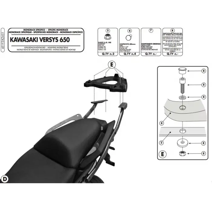 GIVI 451FZ KAWASAKI VERSYS 650 (10-14) ARKA ÇANTA TAŞIYICI