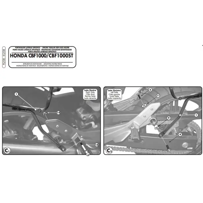 GIVIPL208HONDACBF1000-CBF1000ST(10-14)YANÇANTATAŞIYICI