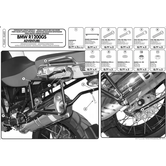GIVI PL685 BMW R 1200GS ADVENTURE (06-13) YAN ÇANTA TAŞIYICI