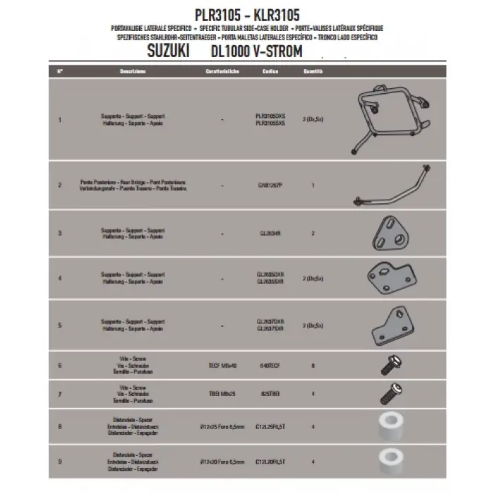 GIVIPLR3105SUZUKIDL1000V-STROM(14-19)YANÇANTATAŞIYICI