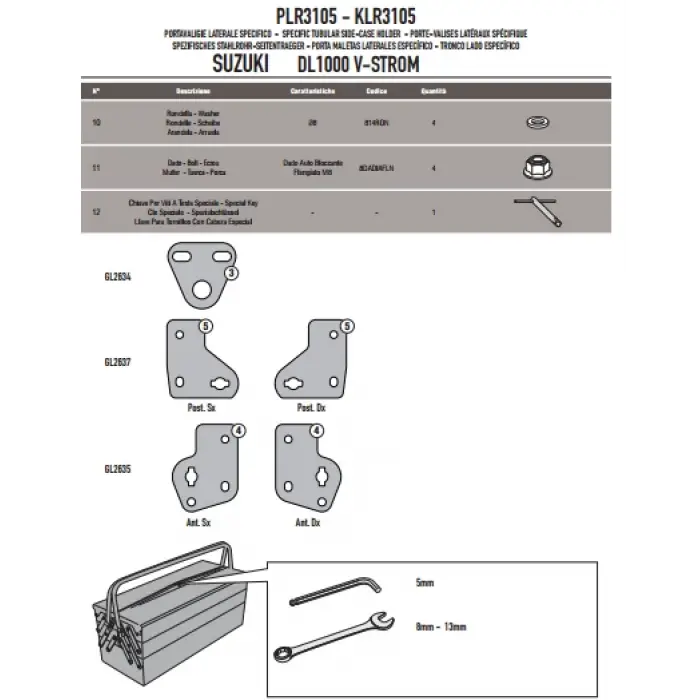 GIVIPLR3105SUZUKIDL1000V-STROM(14-19)YANÇANTATAŞIYICI