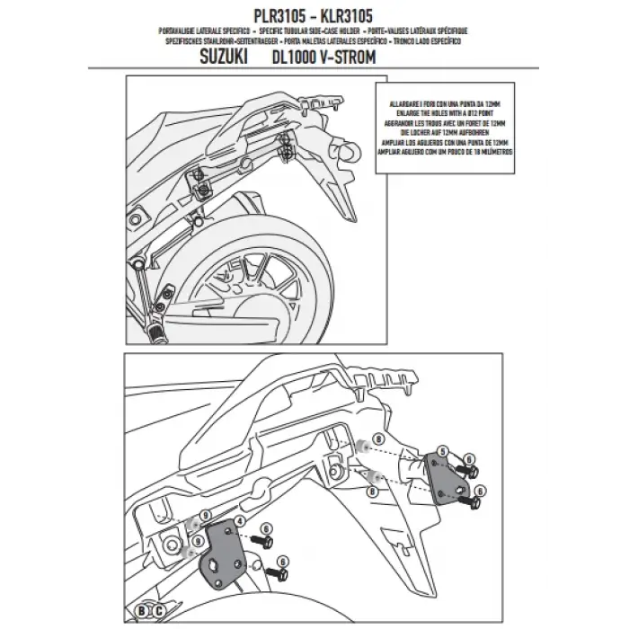 GIVIPLR3105SUZUKIDL1000V-STROM(14-19)YANÇANTATAŞIYICI