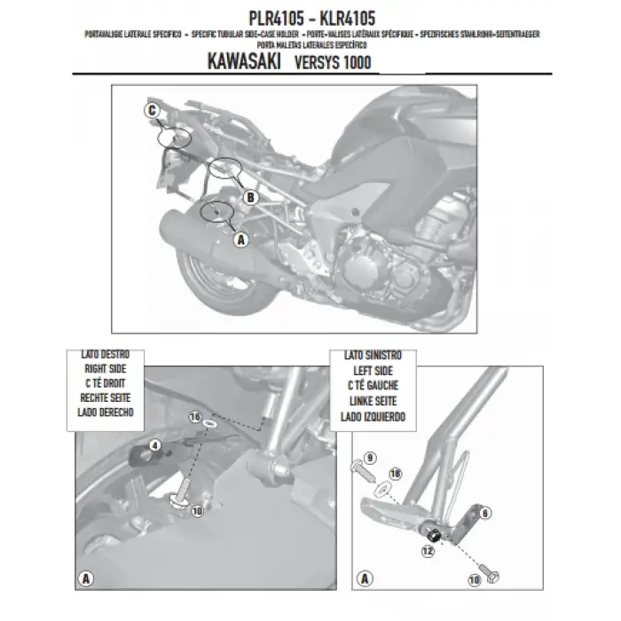GIVIPLR4105KAWASAKIVERSYS1000(12-14)YANÇANTATAŞIYICI