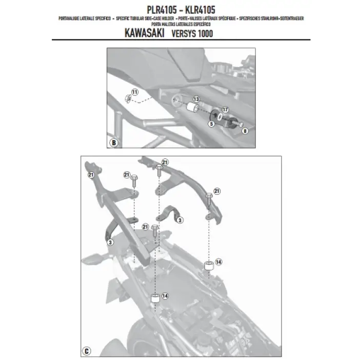 GIVIPLR4105KAWASAKIVERSYS1000(12-14)YANÇANTATAŞIYICI