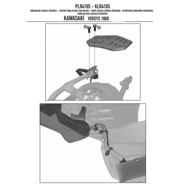 GIVIPLR4105KAWASAKIVERSYS1000(12-14)YANÇANTATAŞIYICI