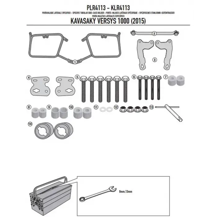 GIVIPLR4113KAWASAKIVERSYS1000(15-16)YANÇANTATAŞIYICI