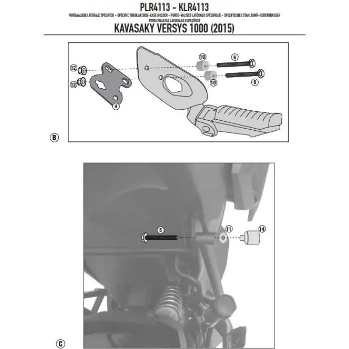 GIVIPLR4113KAWASAKIVERSYS1000(15-16)YANÇANTATAŞIYICI
