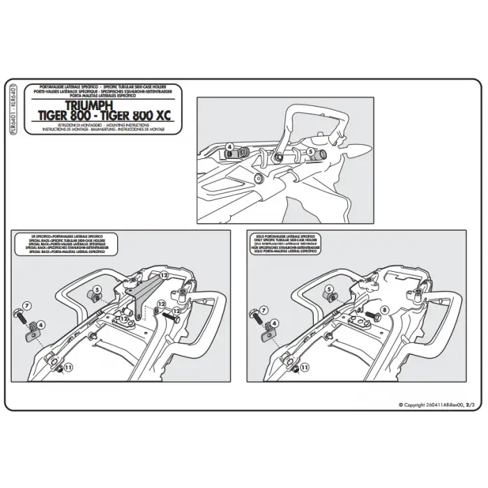 GIVI PLR6401 TRIUMPH TIGER 800 - TIGER 800 XC - TIGER 800 XR (11-16) YAN ÇANTA TAŞIYICI