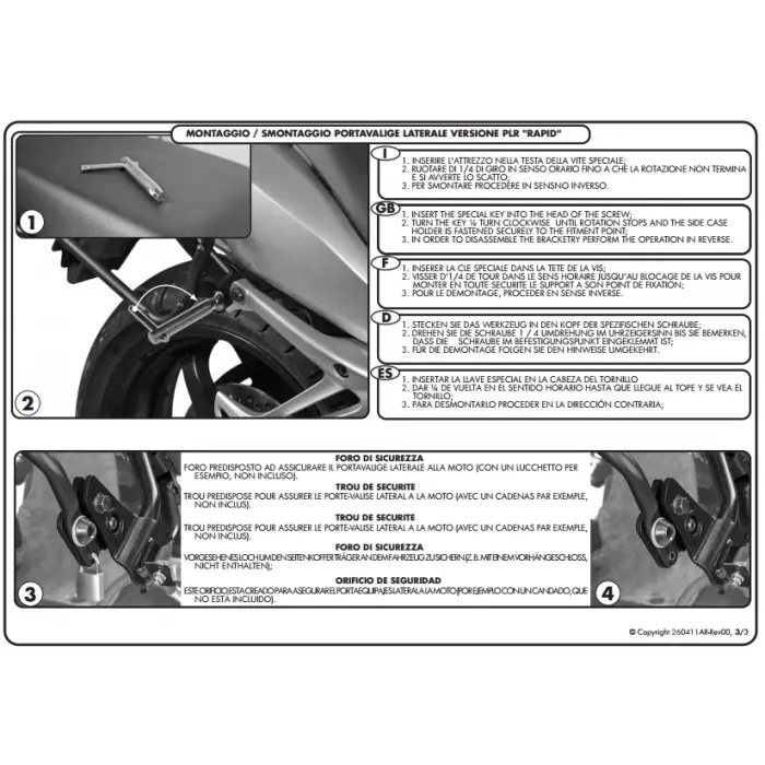 GIVI PLR6401 TRIUMPH TIGER 800 - TIGER 800 XC - TIGER 800 XR (11-16) YAN ÇANTA TAŞIYICI