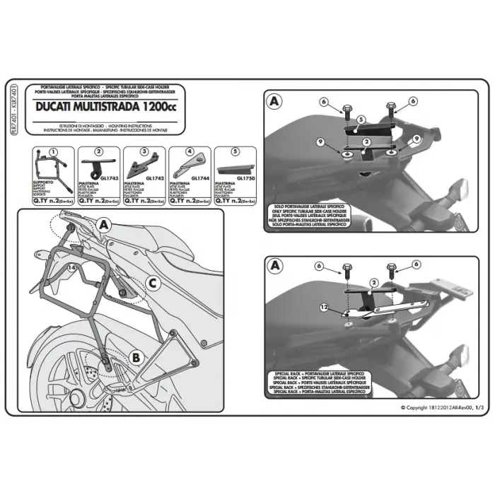 GIVI PLR7401 DUCATI MULTISTRADA 1200 (10-14) YAN ÇANTA TAŞIYICI