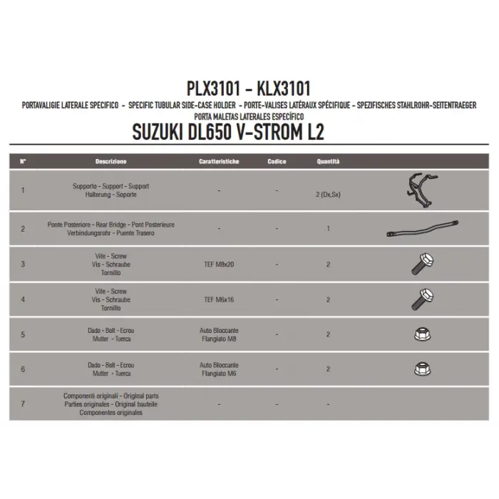 GIVI PLX3101 SUZUKI DL 650 V-STROM (11-16) YAN ÇANTA TAŞIYICI