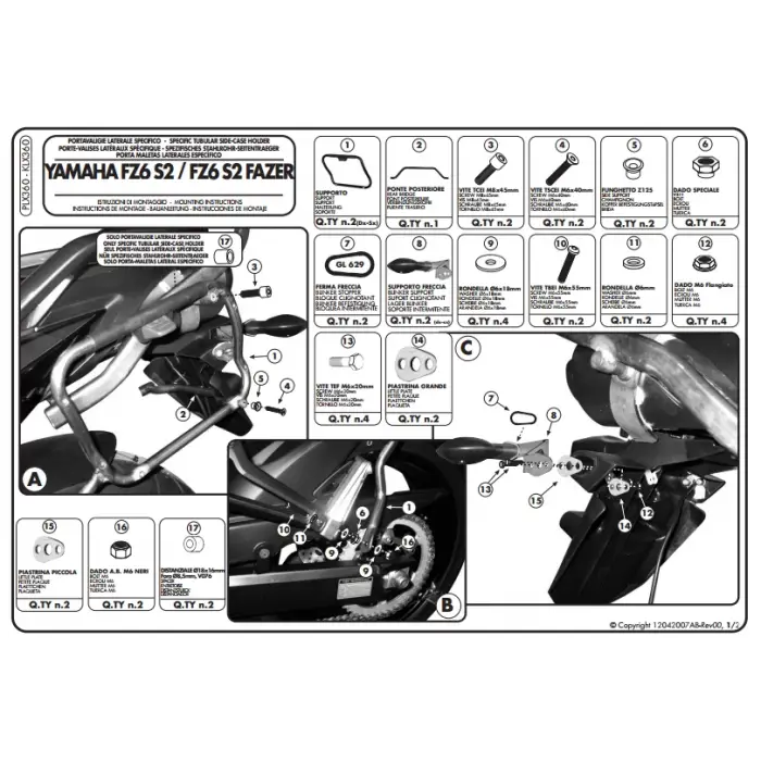 GIVIPLX360YAMAHAFZ6S2-FZ6600FAZERS2(07-11)YANÇANTATAŞIYICI