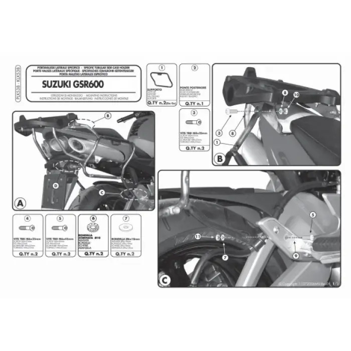 GIVIPLX538SUZUKIGSR600(06-11)YANÇANTATAŞIYICI