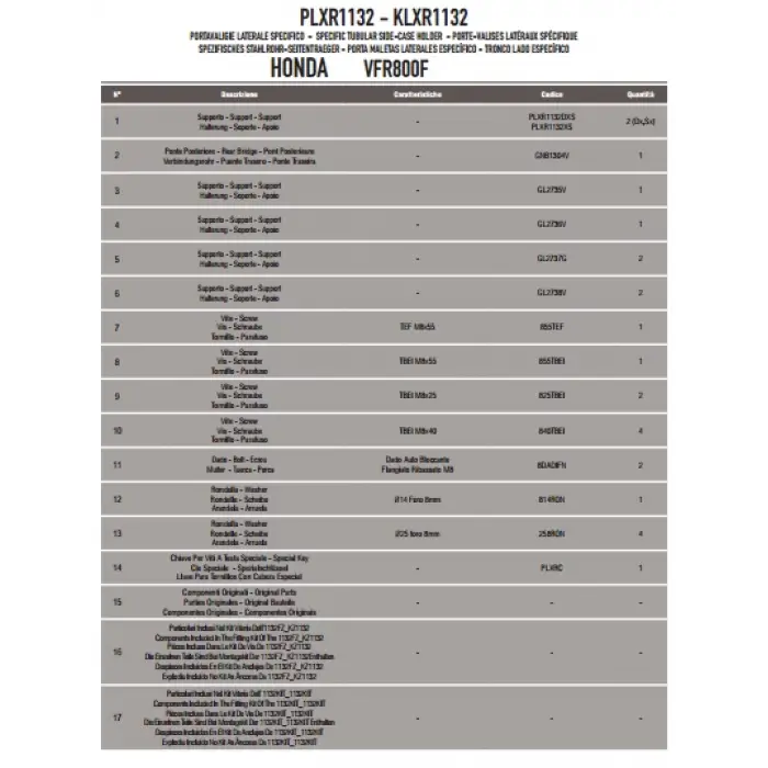 GIVIPLXR1132HONDAVFR800F(14-20)YANÇANTATAŞIYICI