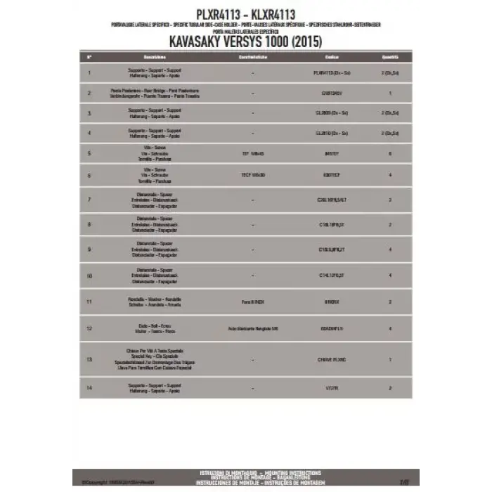 GIVIPLXR4113KAWASAKIVERSYS1000(15-16)YANÇANTATAŞIYICI