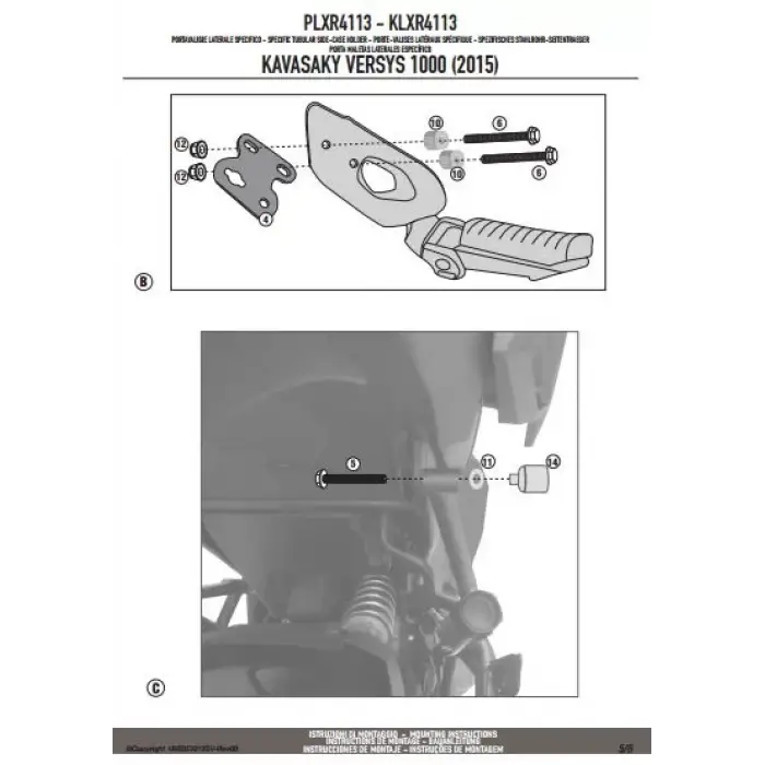 GIVIPLXR4113KAWASAKIVERSYS1000(15-16)YANÇANTATAŞIYICI