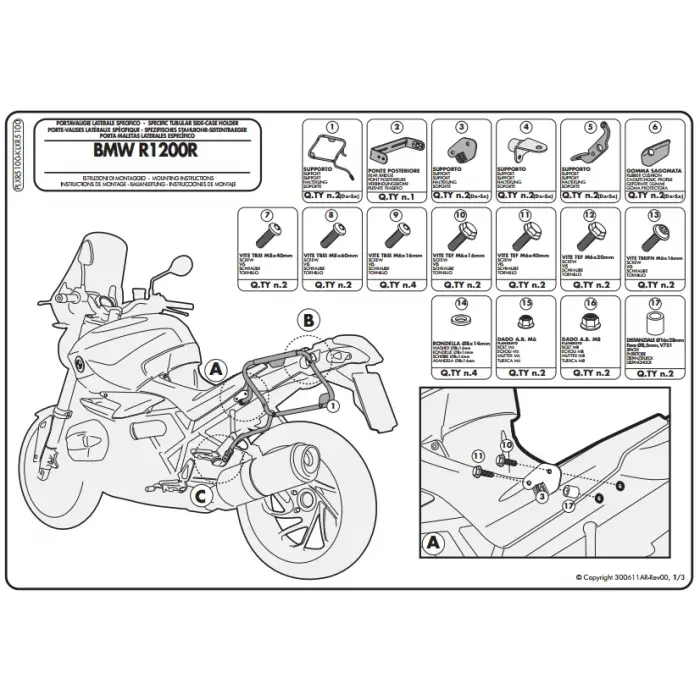 GIVIPLXR5100BMWR1200R(11-14)YANÇANTATAŞIYICI