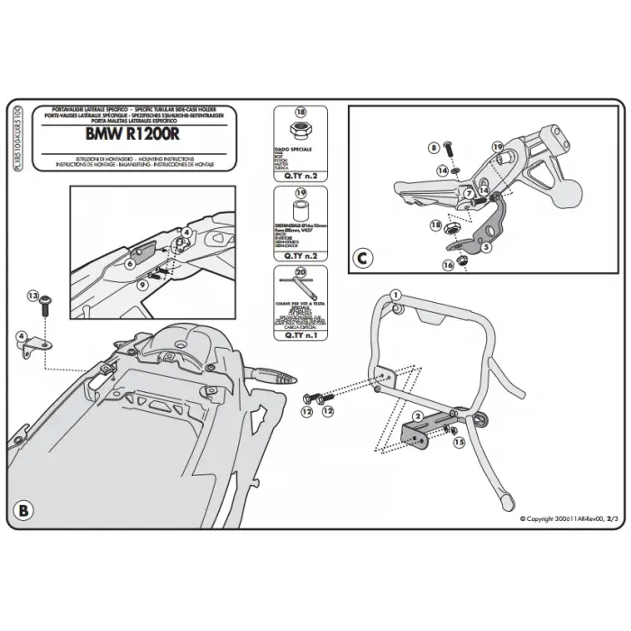GIVIPLXR5100BMWR1200R(11-14)YANÇANTATAŞIYICI